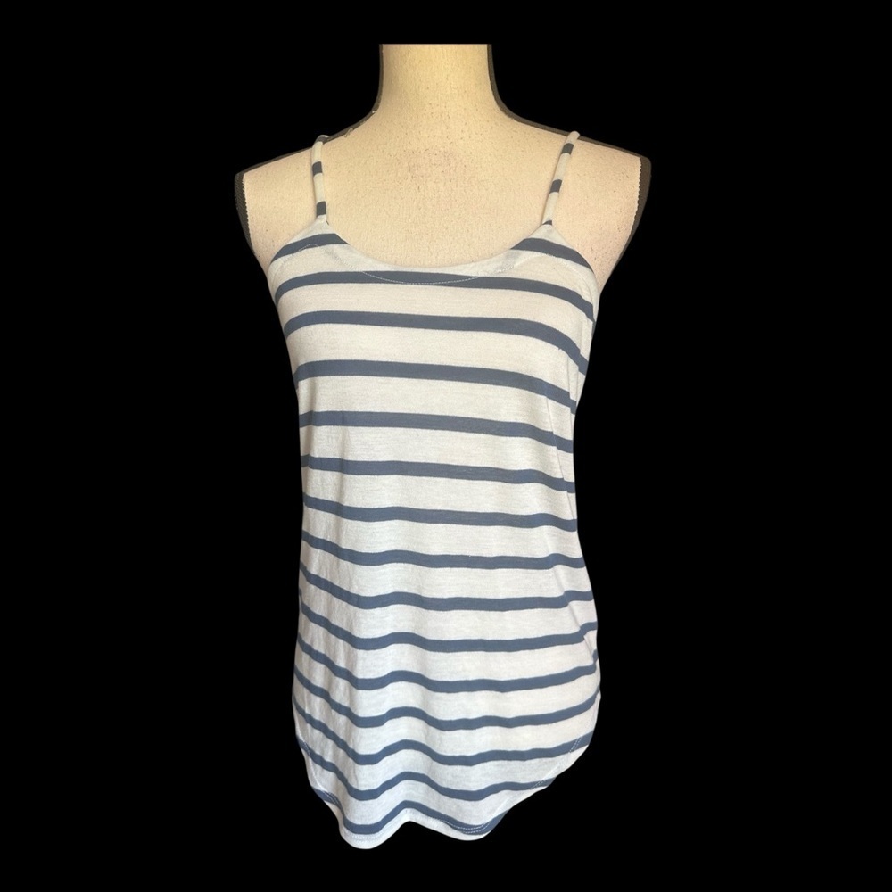 Chaser Blue White Striped Tank Top Small